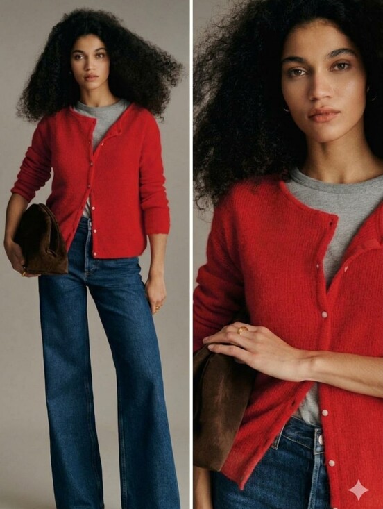 Sezane Sweaters - Sézane Gaspard Cardigan Red Size M